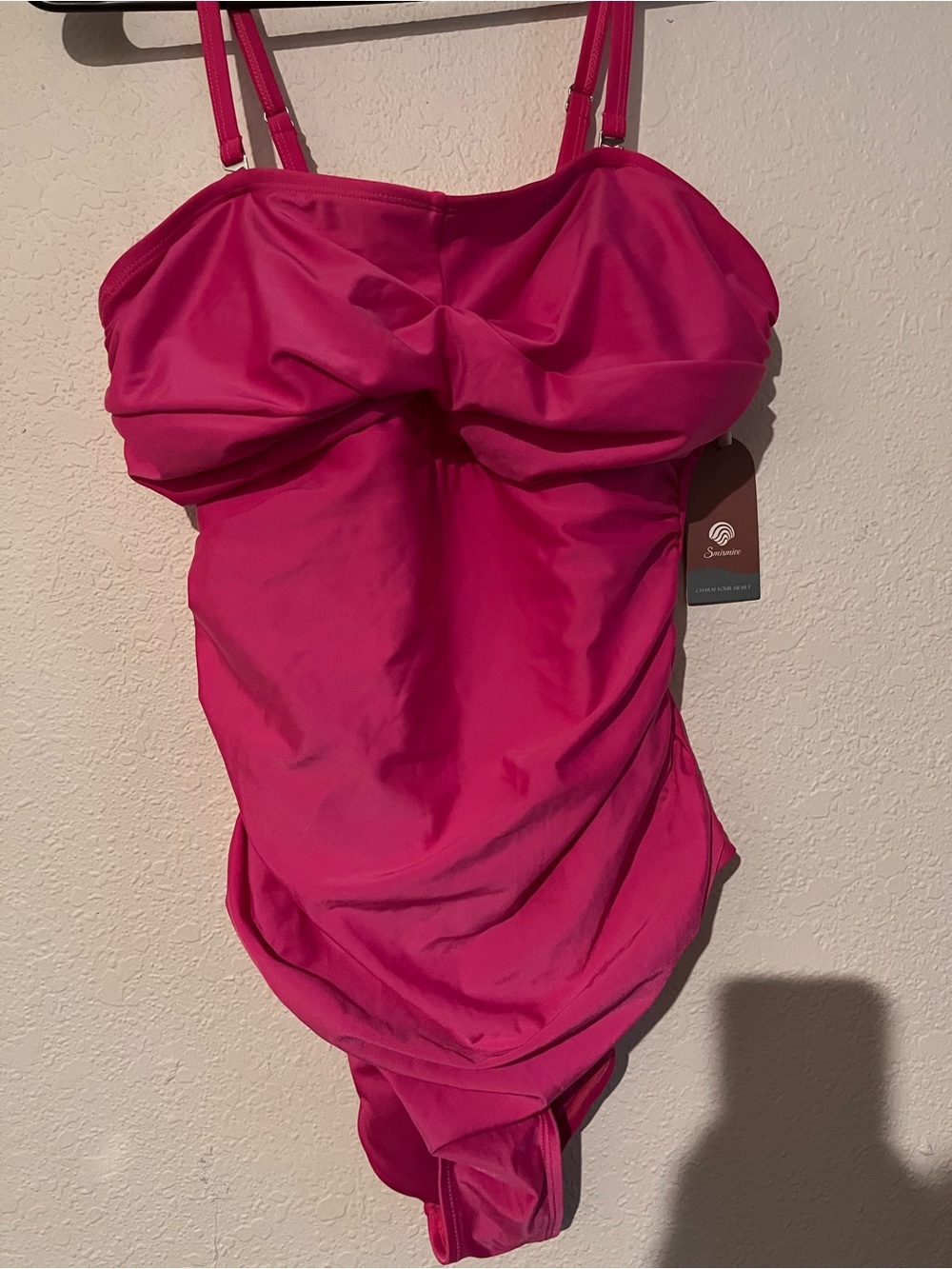 Fuchsia One-Piece Swimsuit with Twist Front - Unbranded